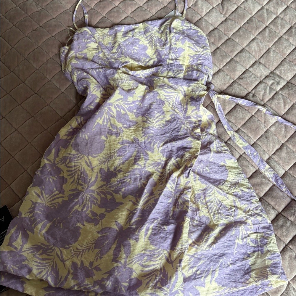 Astr Lavender and Yellow Floral Dress
